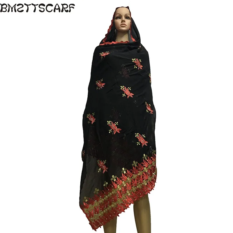 2018 Latest African Women Scarf muslim embroidery scarf cotton big for shawls wraps | Аксессуары для одежды
