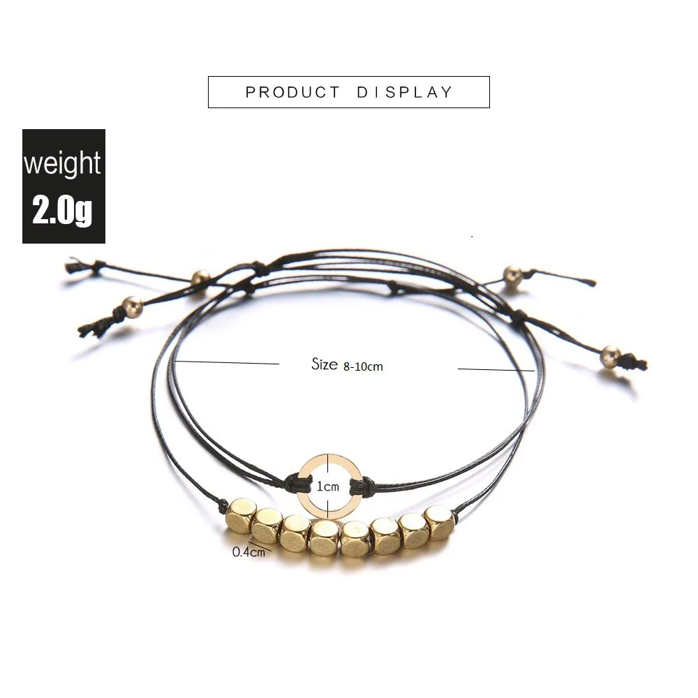 2 шт. Европейский Американский богемный простой черный браслет Круглый из бисера