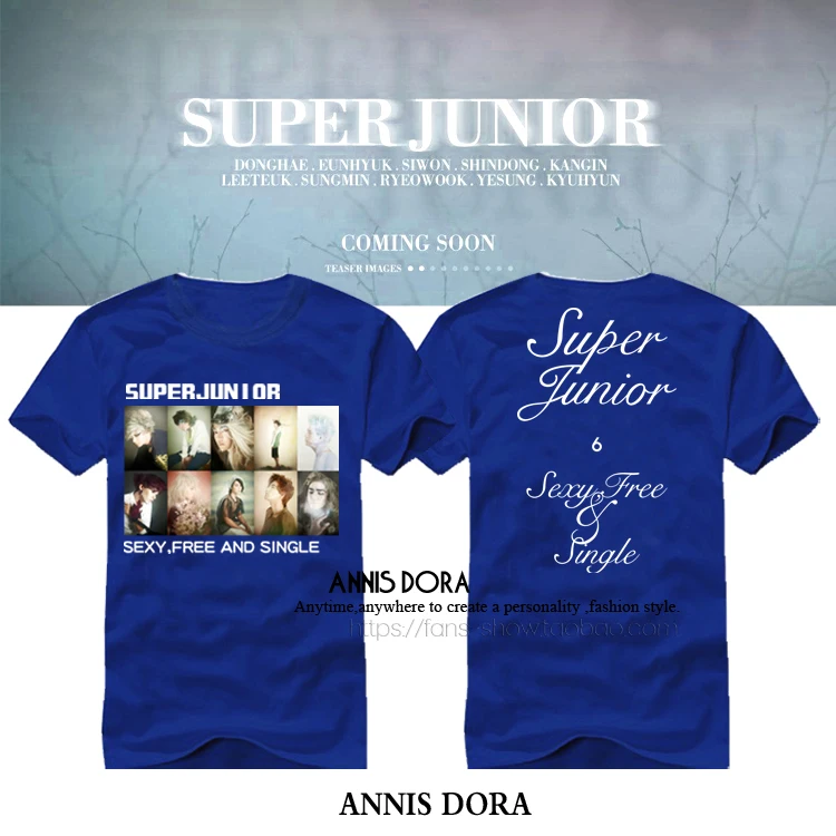 SJ Super Junior 6-й альбом сексуальная свободная и одноцветная футболка с короткими