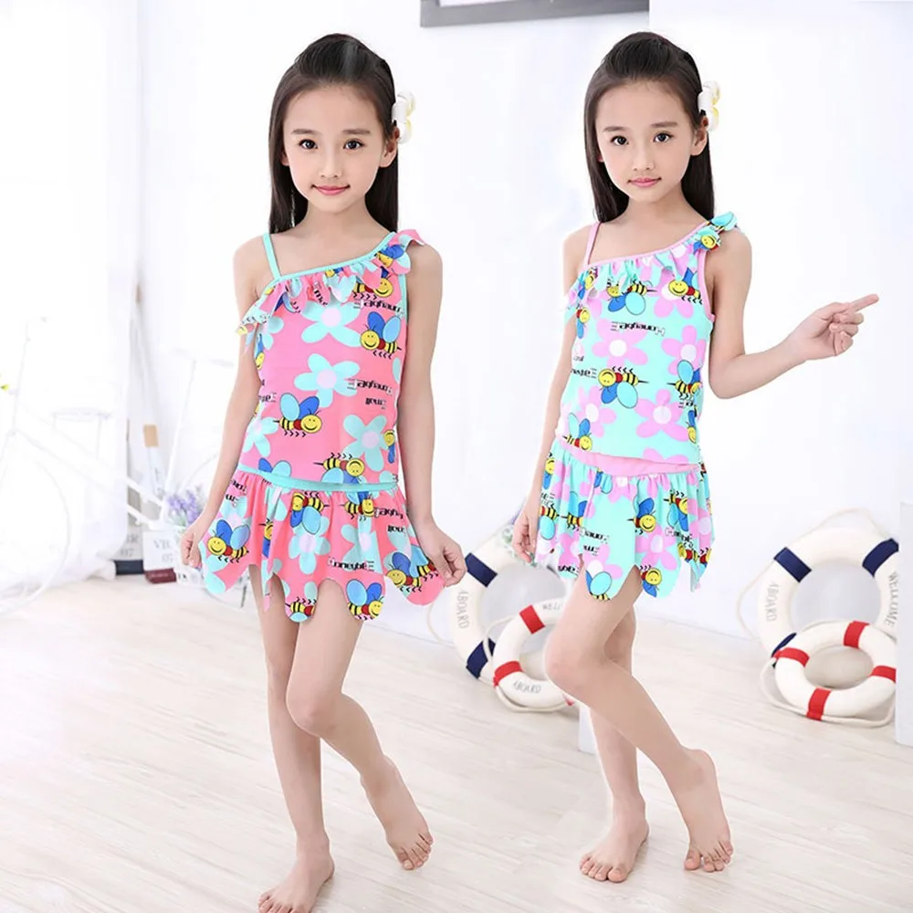 Купальный костюм для девочек купальный маленьких Детские топы с цветочным