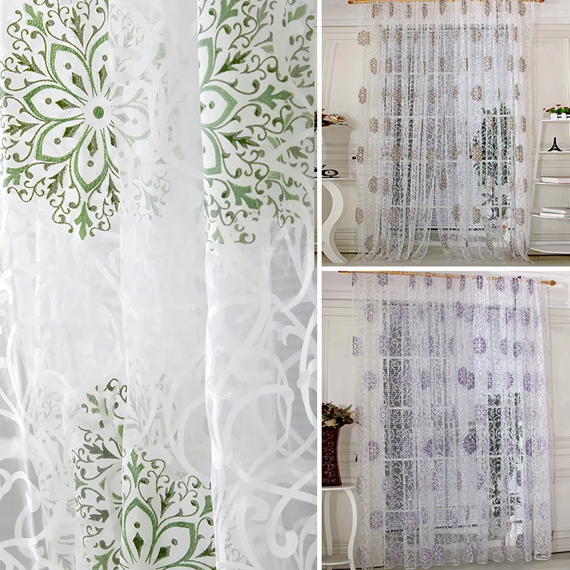 Шторы из тюля с цветочным принтом для комнаты драпировка наклейка на шарф декор