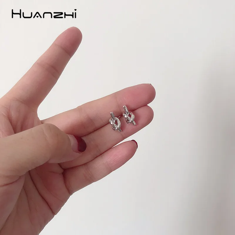 HUANZHI 2019 шикарные матовые Позолоченные корейские минималистичные серьги-гвоздики