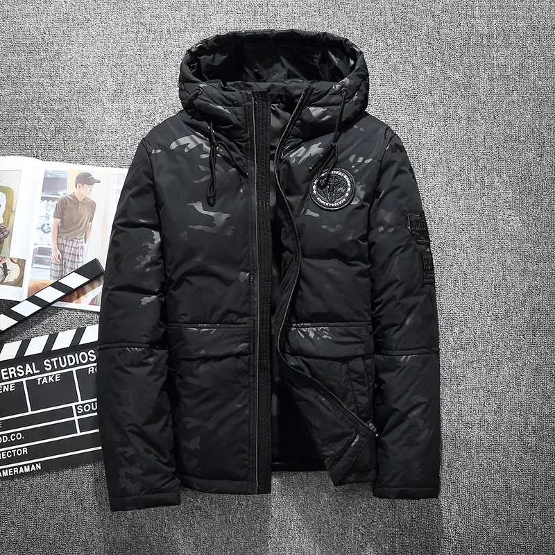 Новинка 2018 мужская зимняя куртка Мужская Камуфляжная парка с капюшоном белые