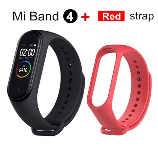 add red strap Xiaomi Mi Band 4 смарт-Браслет фитнес-браслет AMOLED цветной сенсорный экран Смарт-браслет пульсометр Bluetooth 5,0 - Цвет: add red strap