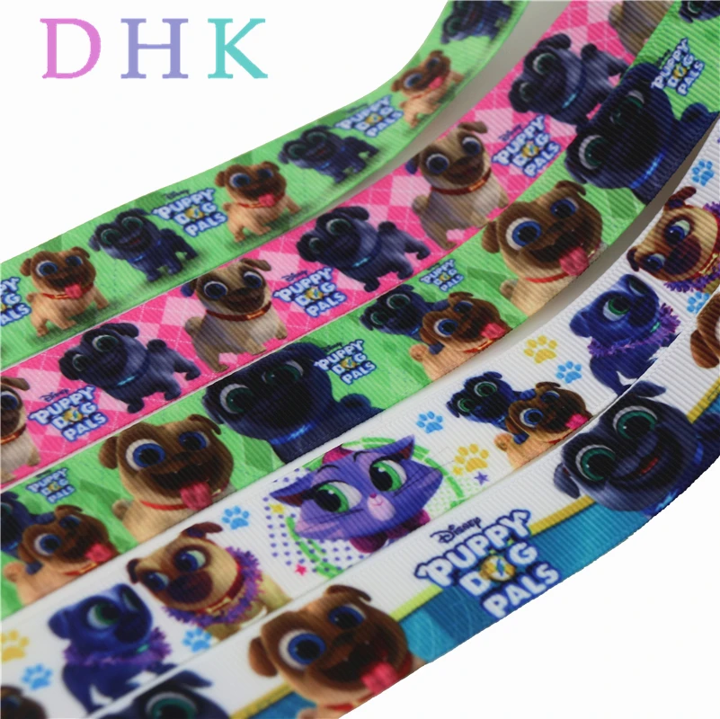 DHK 7/8 'Ƌ ярдов собака мультфильм печатных grosgrain ленточный аксессуар hairbow