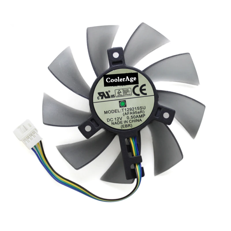 

New T129215SU 0.50A 4Pin Cooling Fan For Gigabyte GeForce GTX 1050 1060 1070Ti RX 570 580 RX 480 Video Card Cooler Fans