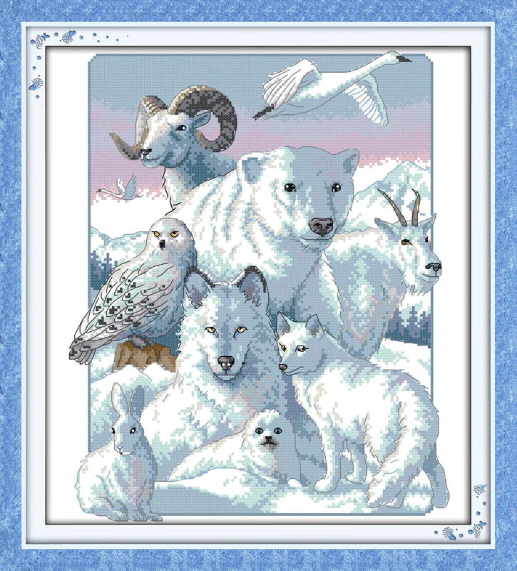 Набор для вышивки крестом Joy Sunday D125D403D423(2)D622 Arctic Animals Polar Bear материнская любовь