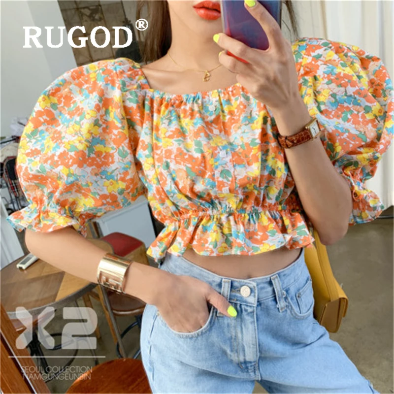Женская блузка RUGOD винтажная с цветочным принтом 2019|Блузки| |