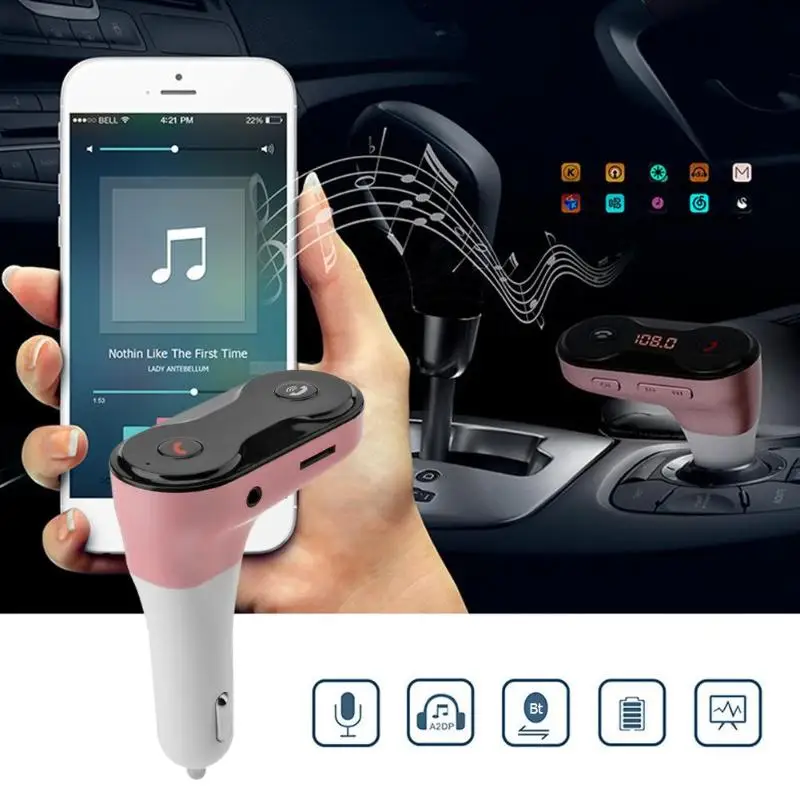 C8 беспроводной fm-передатчик приемник Bluetooth автомобильный комплект Автомобильное зарядное устройство прикуриватель AUX музыкальный MP3 плеер Поддержка TF карты
