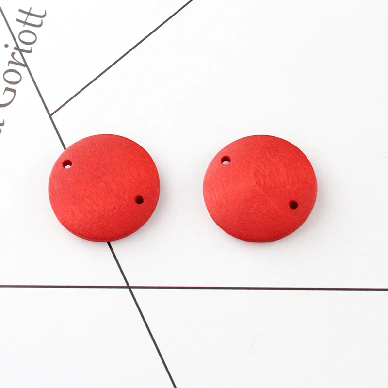 20 шт деревянные круглые подвески с двойным отверстием бусины геометрический