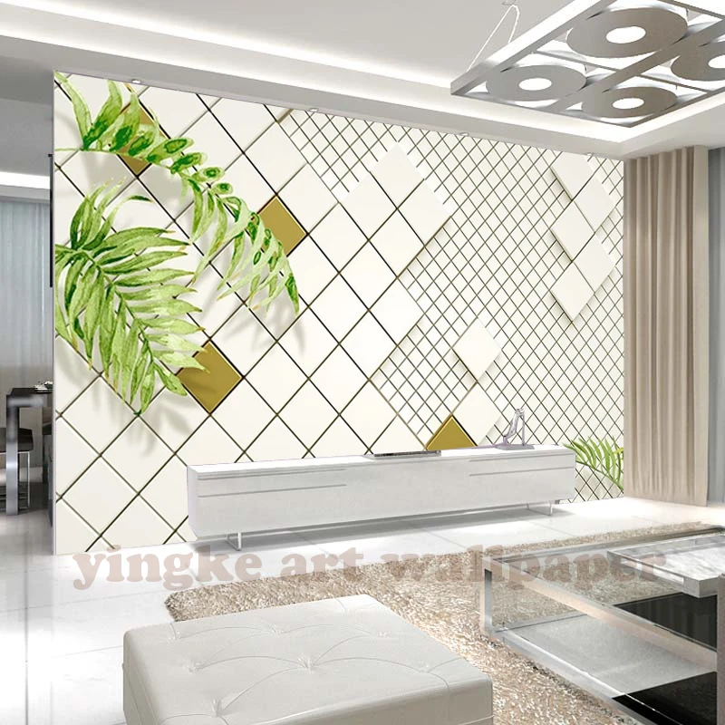 

Настенная 3D Роспись на заказ, современная белая мозаика, настенная живопись для гостиной, телевизора, дивана, фон для стены, домашний декор