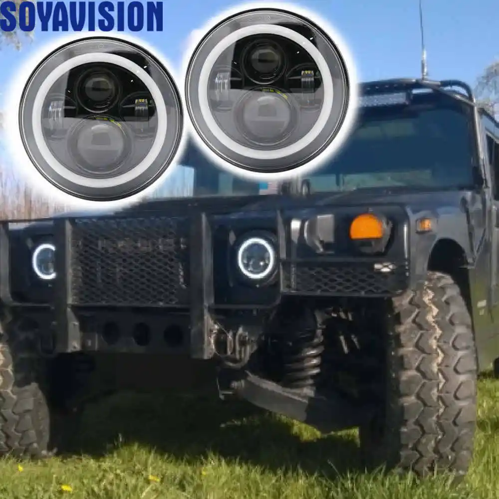 Для Lada 4x4 urban Niva suzuki samurai 7 &quotчерный светодиодный H4 Фар Halo налобный фонарь для Jeep