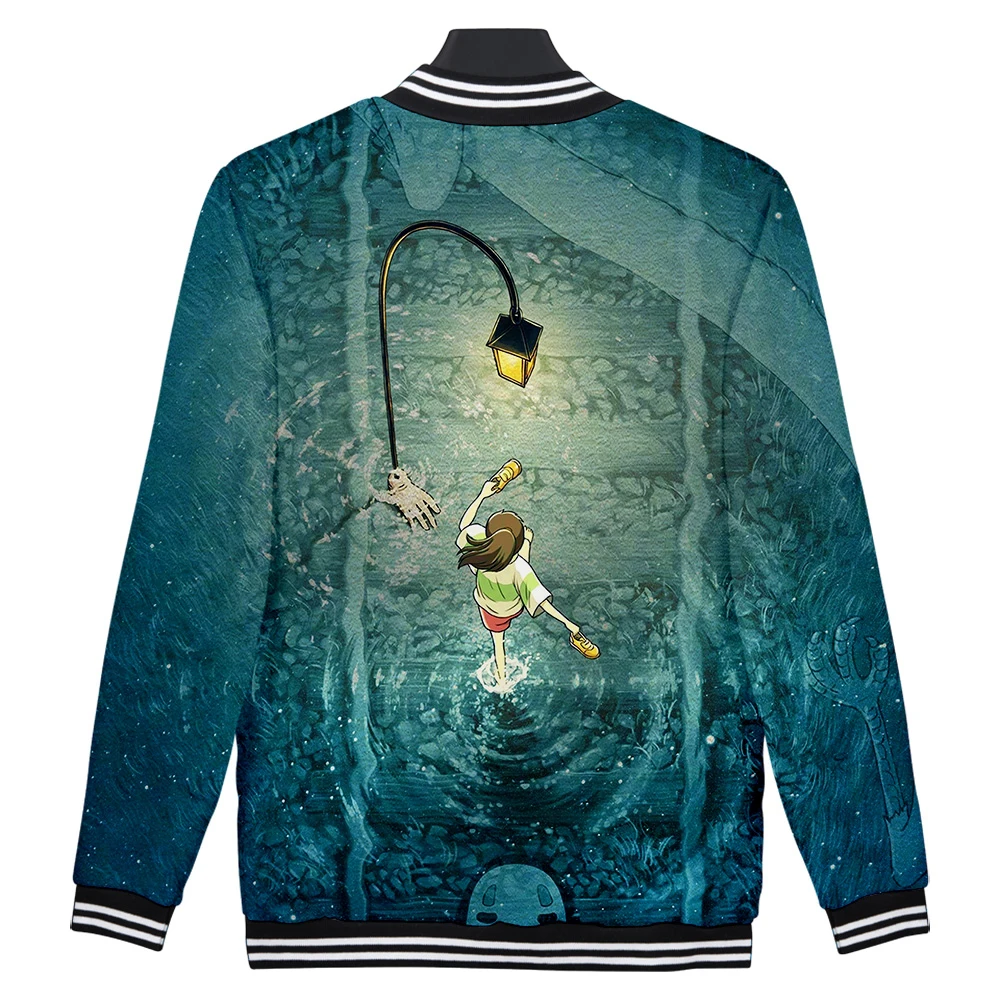 

Spirited Away 3D Baseball jacket Anime chihiro no-face jacket singel-breasted fashion popular streetwear sports jacket Tommy