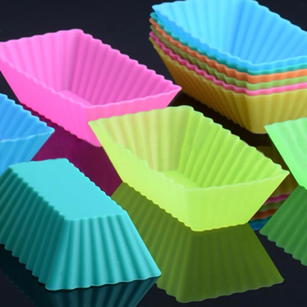 6 шт. мини Прямоугольная форма силиконовая для кексов выпечки лоток формы Стакан