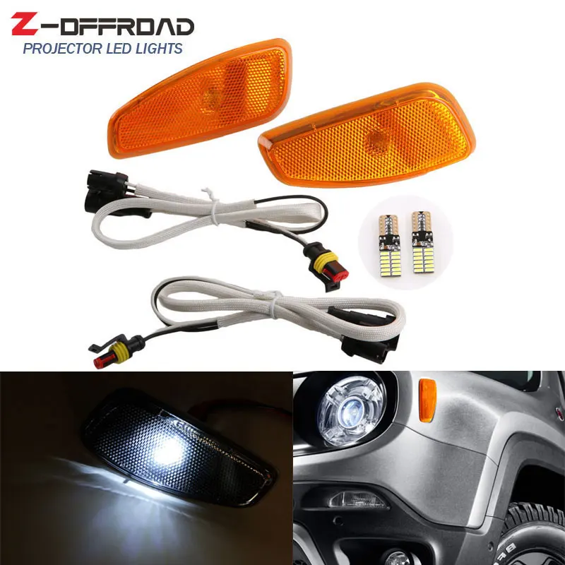 Yellow-White Bulb Поворотный сигнальный светильник, боковая лампа для jeep renegade, боковое отражение, сигнальный светильник, лампа без полярности T10, светодиодный светильник - Цвет: Yellow-White Bulb