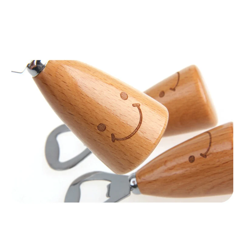 Quickdone дерево смайликом ручка ручной бармена открывалка для бутылок вино пиво