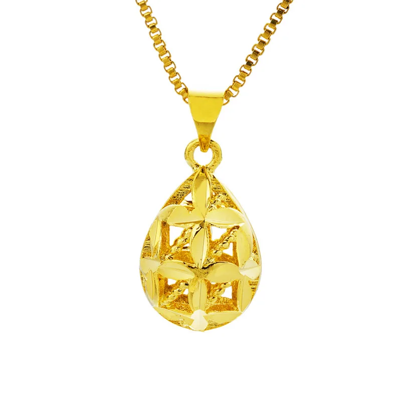 

OMHXFC Wholesale European Fashion Woman Unisex Party Birthday Wedding Gift Heart Water Drop Heart 24KT Gold Charm Pendant PN166