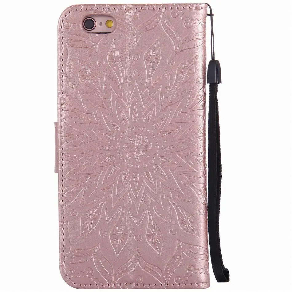 Кожаные чехлы-книжки с цветами для iPhone X, XR, XS, 11 Pro Max, 8, 7 Plus, 5S, 6 S, Touch 5, 6, однотонная цветная крышка, мандала, сумка для телефона DP23Z
