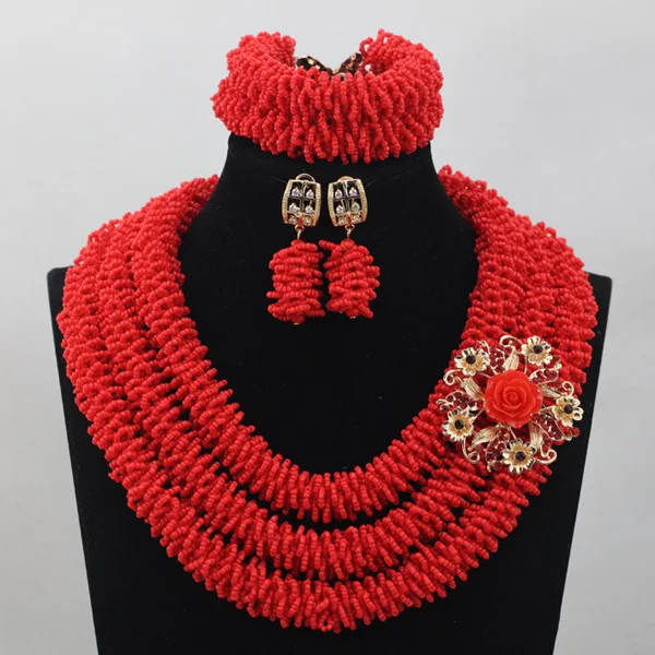 Красивые бусины из бусин оранжевого и красного цвета колье для африканвечерние