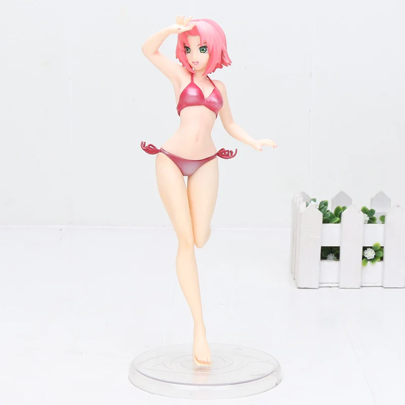 swim Sakura no box Naruto Gals рисунок Tsunade Sakura Haruno Hyuuga Hinata ПВХ Фигурки Коллекция Рождественская игрушка подарок 19-20 см - Цвет: swim Sakura no box