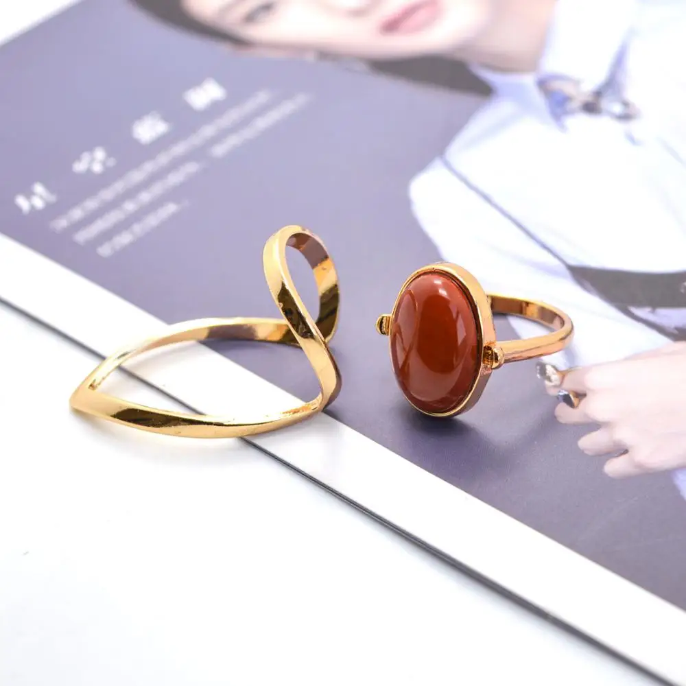 Горячие Мода в стиле панк золото-цвет большой полый Геометрическая себе Кольца