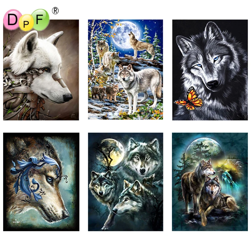 DPF алмазная живопись Волчья серия Волшебный куб Вышивка крестом художественные