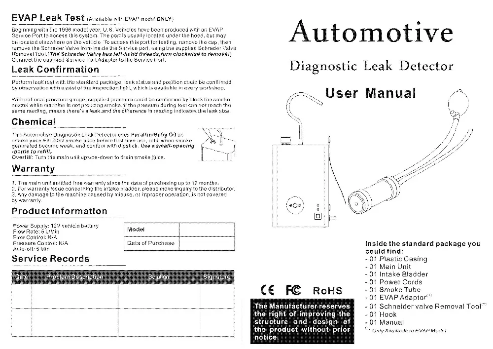 YAKO A1 Pro Turbo Smoke Automotive Diagnostic Leak Detector |
