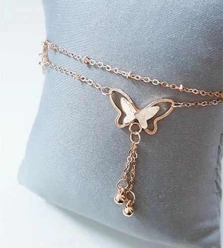 2017 нежный браслет на ногу с бабочкой из розового золота титановая сталь
