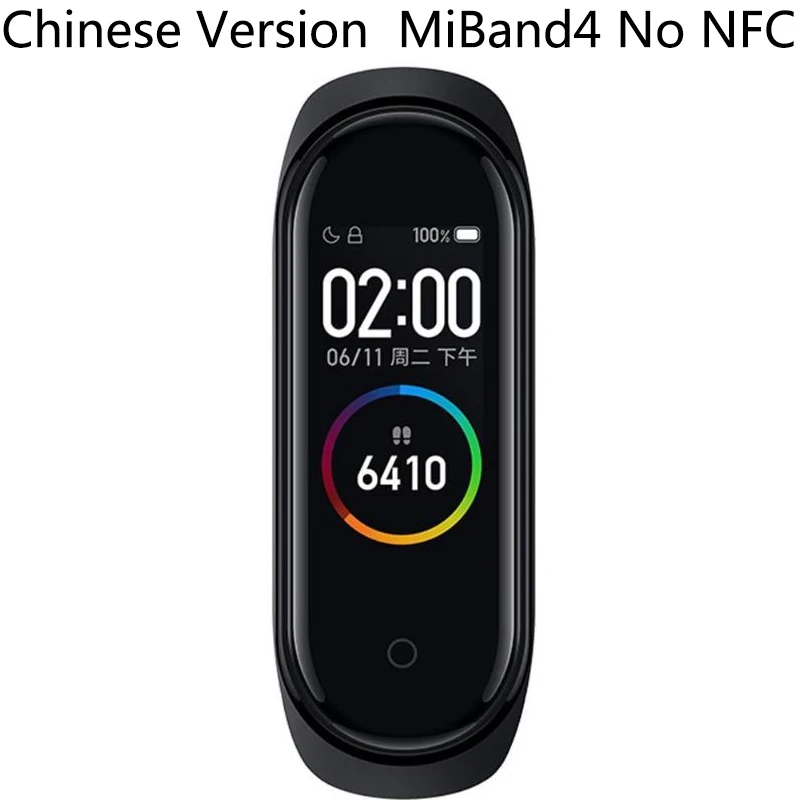 CN Miband4 no NFC Китайская версия Xiaomi Mi Band 4 NFC 5ATM водонепроницаемый браслет монитор сердечного ритма AMOLED цветной экран Голосовое управление фитнес-трек - Цвет: CN Miband4 no NFC