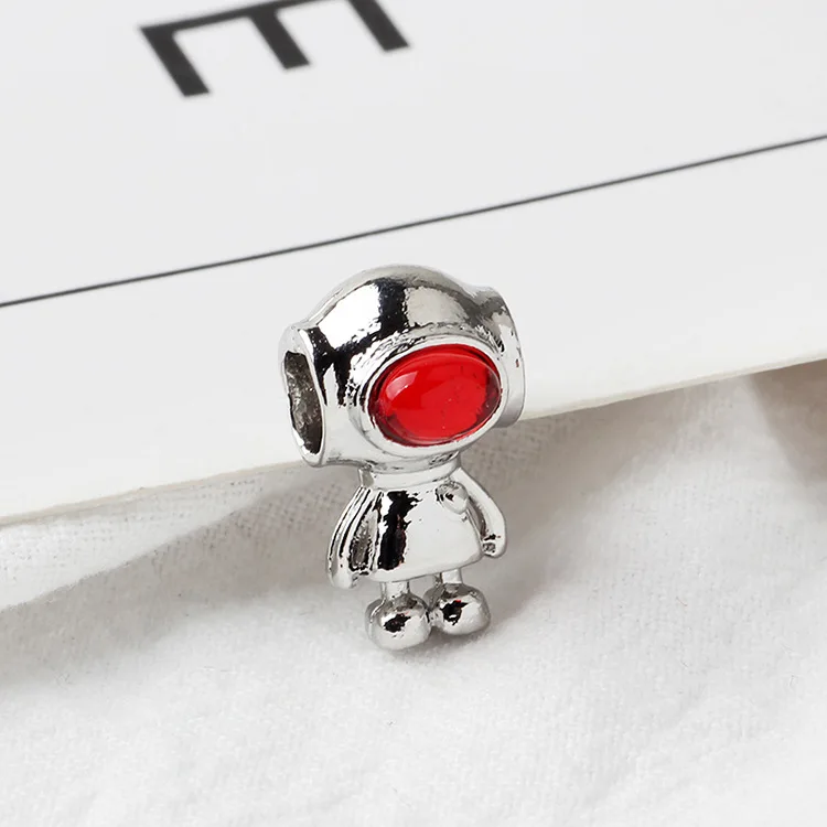 red astronaut Новое оригинальное серебряное розовое золото сплав бисера Кристалл робот Шарм Fit Pandora браслет ожерелье DIY женские ювелирные изделия - Цвет: red astronaut