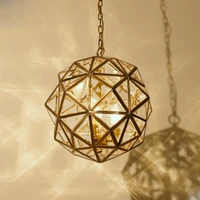 modern minimalist geometric polygon design pendant lamp american copper glass creative bedroom decoration led e14 lighting