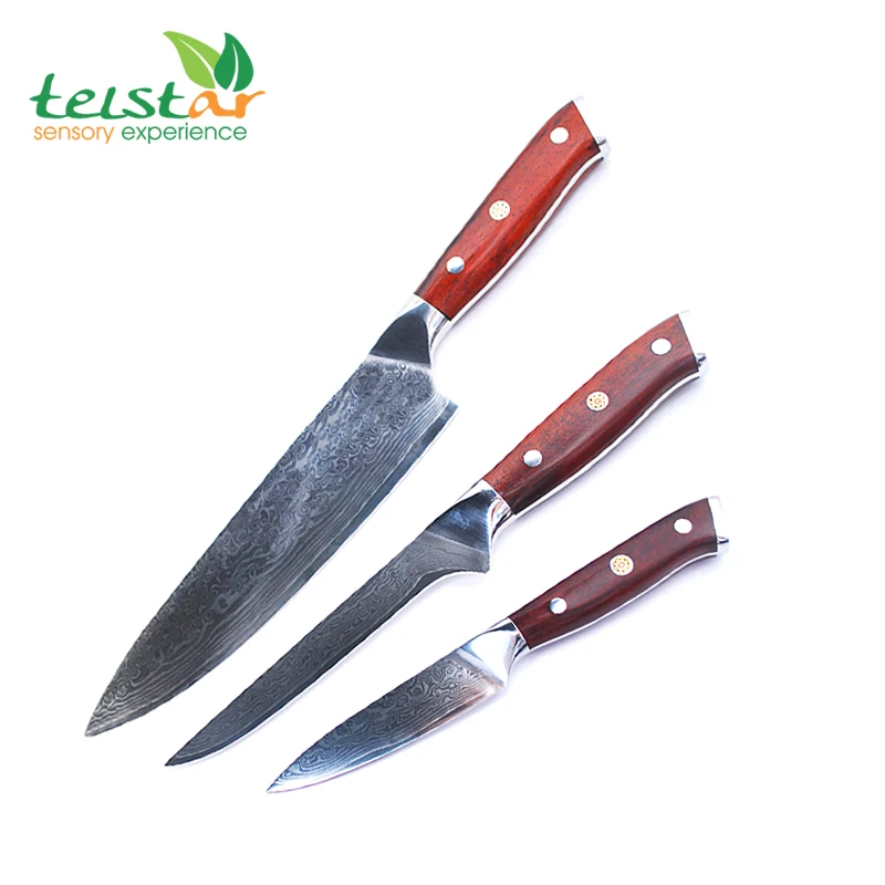 4Pcs Kitchen Knives Set 67 layer Japanese VG10 Damascus Steel Chef Cleaver Santoku Utility Paring Knife rosewood Handle | Дом и сад