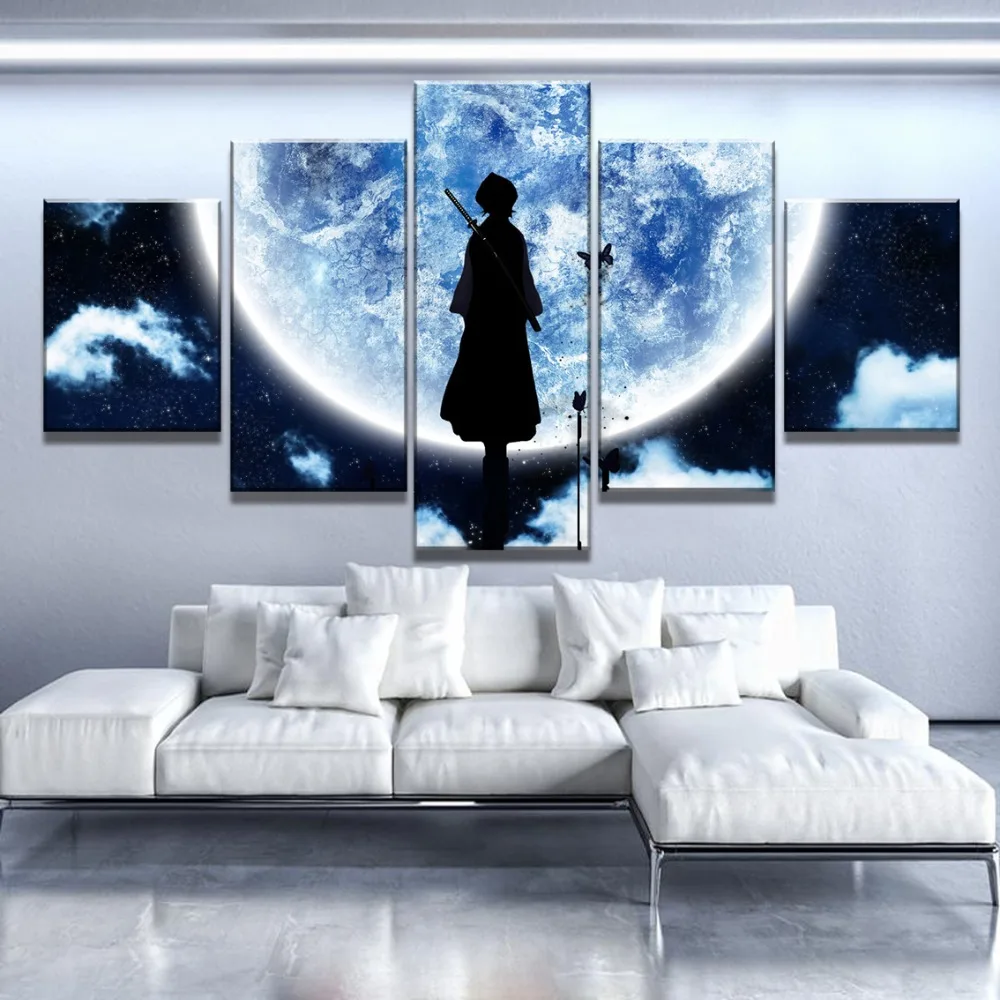 5 шт. HD Принт Большой Bleach Moon аниме плакат Куадрос Decoracion картины на холсте стены Искусство для украшения дома Настенный декор