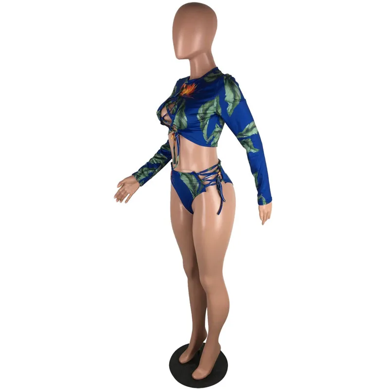 IASKY 2018 новый открытый высокая Талия бикини сексуальный женский цветочный принт с