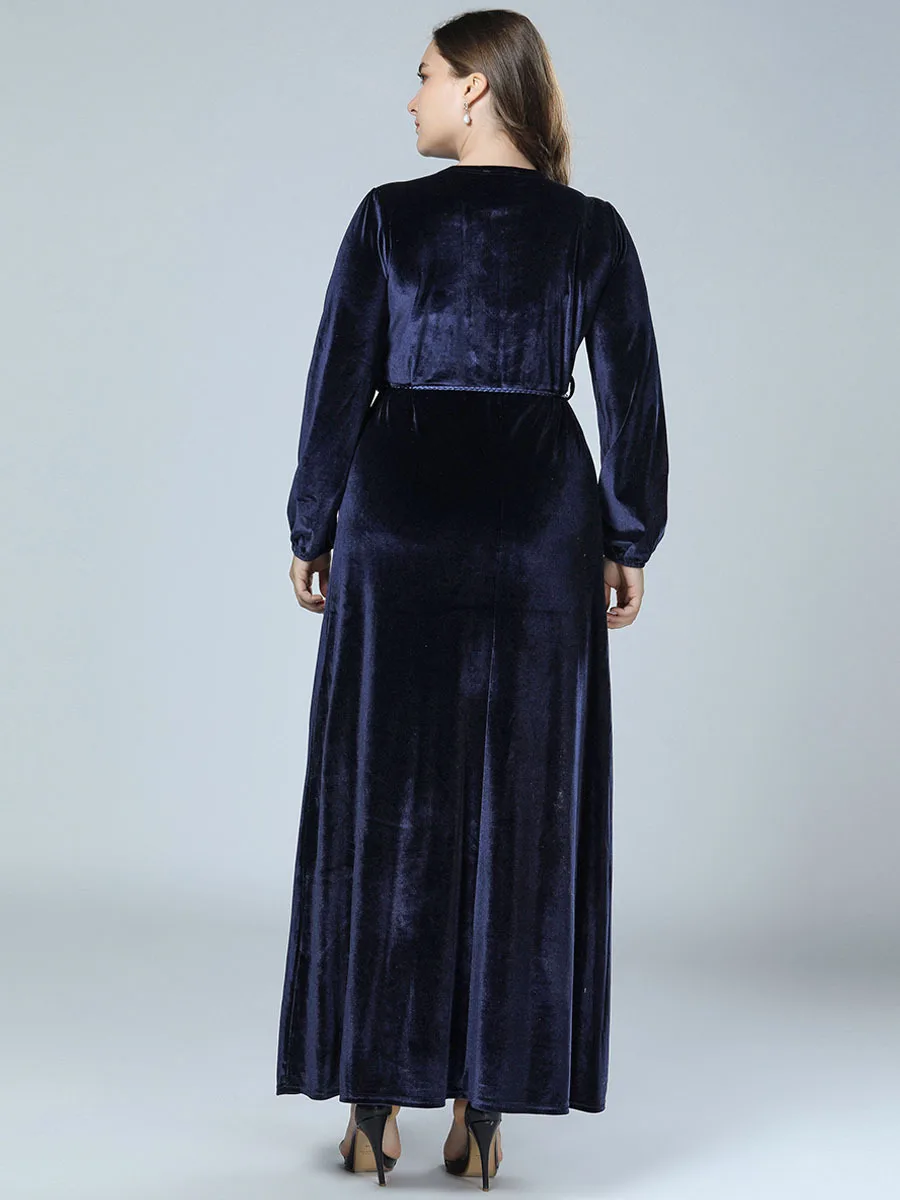 Бархатное мусульманское платье Дубай женские abaya вышивка макси платья с длинным