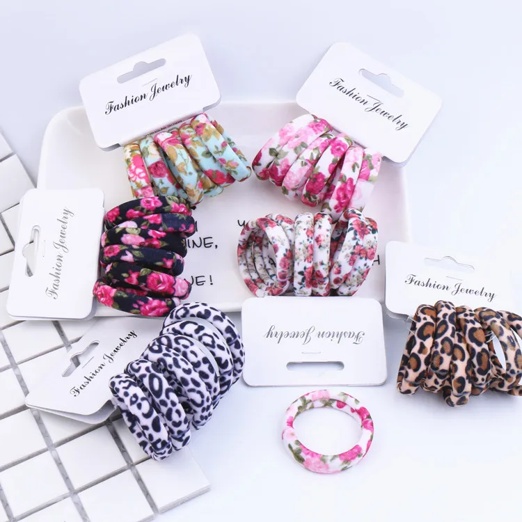 

6PCS/Pack New Women Print Cotton Elastic Hair Bands Scrunchie Gum for Hair Rubber Bands Ponytail Holder Fashion Hair Accessories