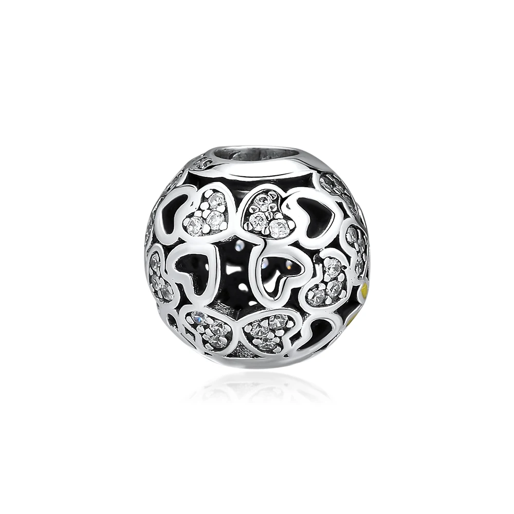 DIY Подходит для Pandora шармы браслеты сверкающие бусины в виде сердца с прозрачным CZ