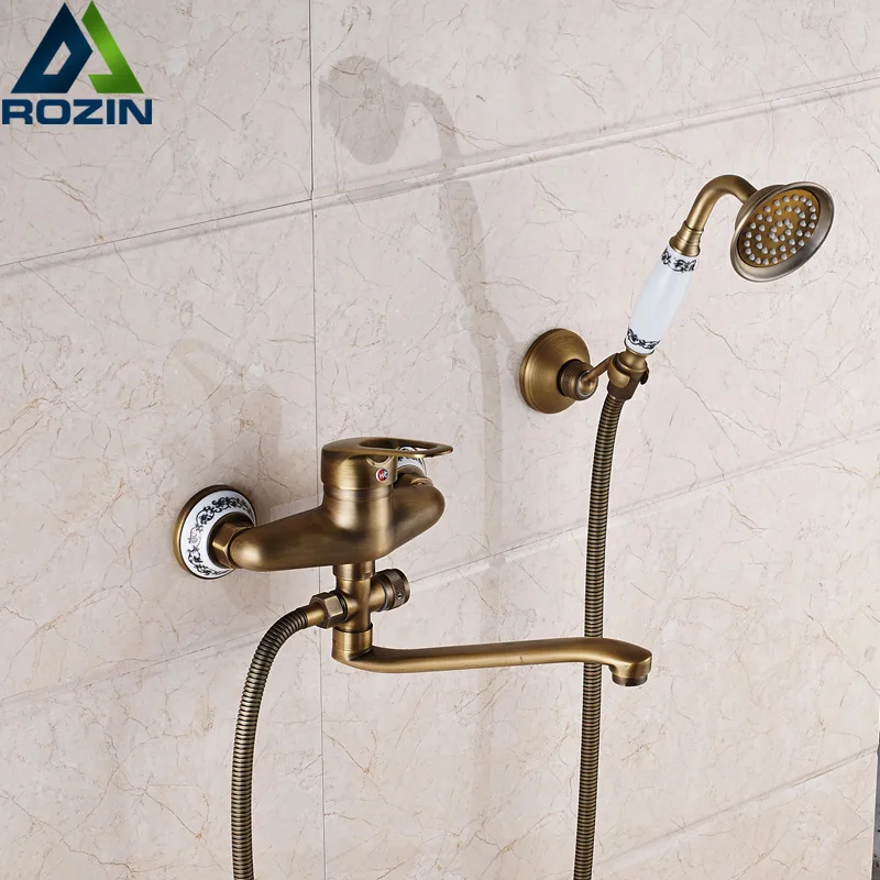

Bathroom Mixer 25 cm Brass Long Nose outlet shower faucet Single Handle Wall Mounted Bathtub Sink Faucet Taps