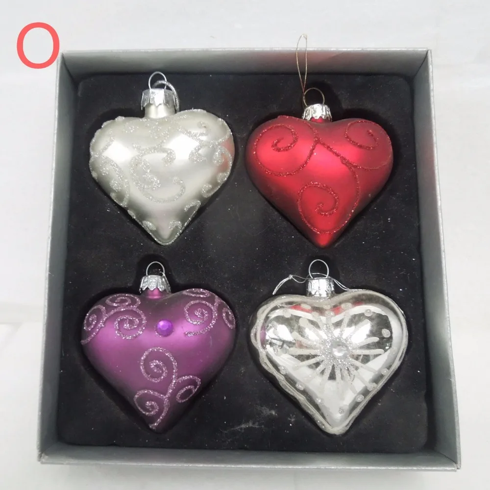 

4boxes/pack Width=6cm Hand Painting Glass Heart Pendant Christmas Day Glass Pendant Decorative