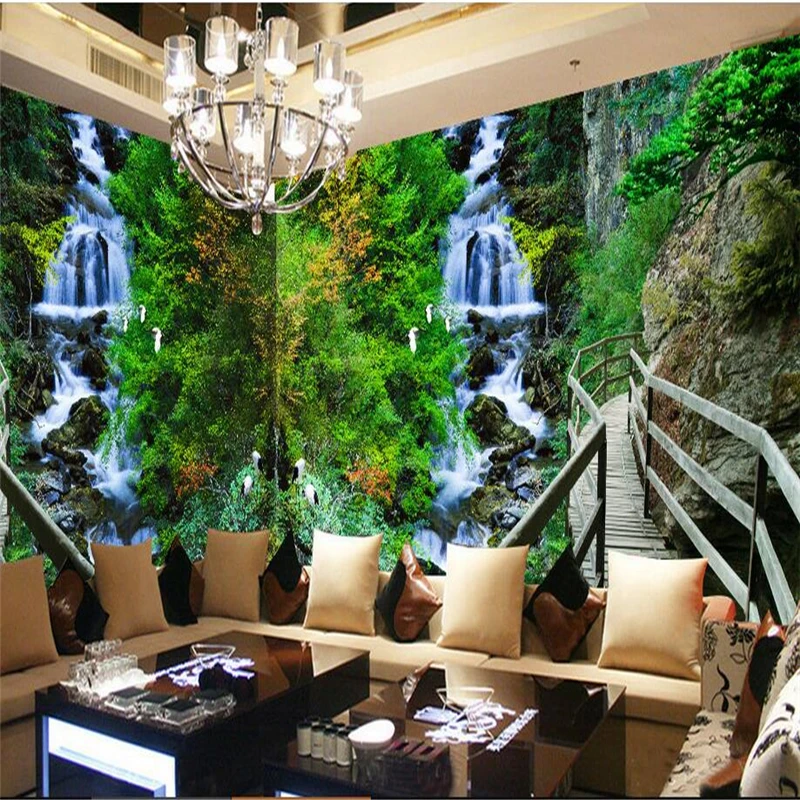 

beibehang Custom photo wallpaper mural painting background of the living room TV Mountain Bridge Road Landscape driftwood wind