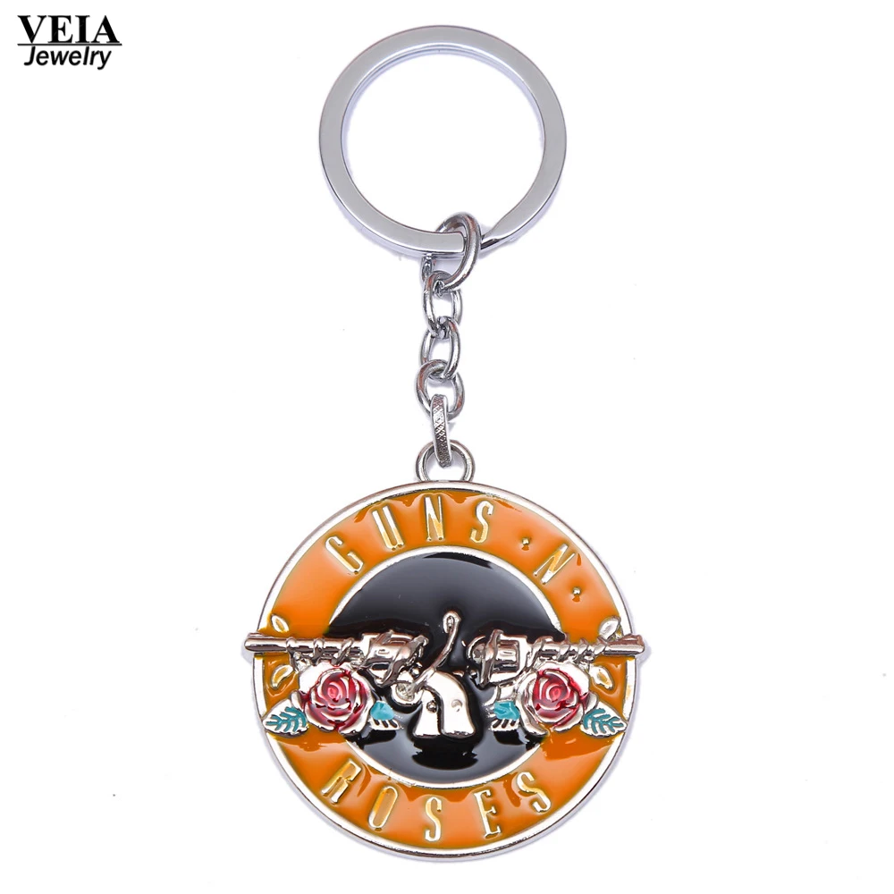 VEIA Joyas музыкальная группа GnR Guns N' Roses логотип брелок с пистолетом и черепом