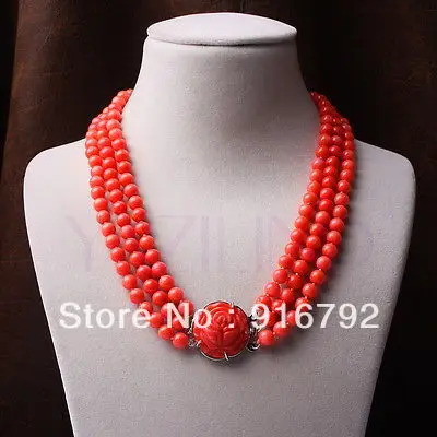 

free shipping red coral round ball carved flower pendant women's vintage style necklace new