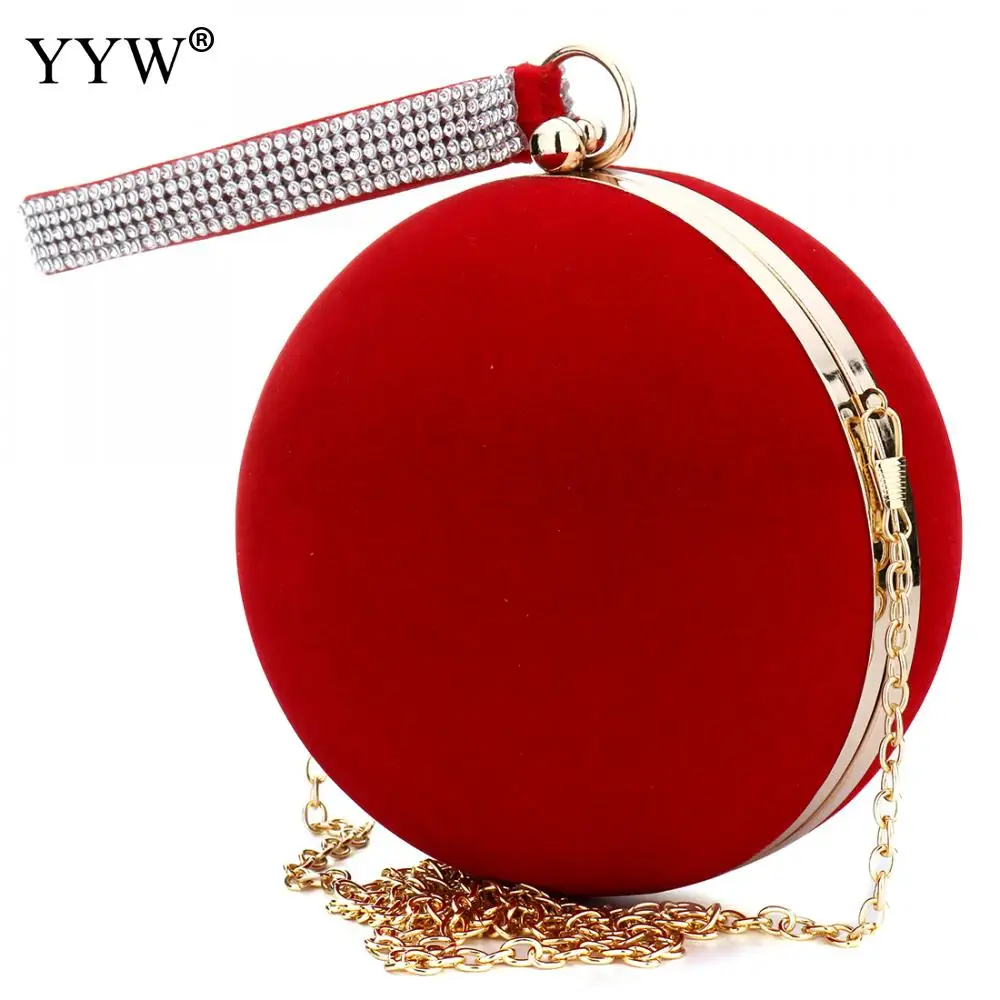 

Spherical Red Clutch Bag for Women Brand Luxury Women's Handbags with Diamond Clutches Famous Brands Lady's Chain Shoulder Bag