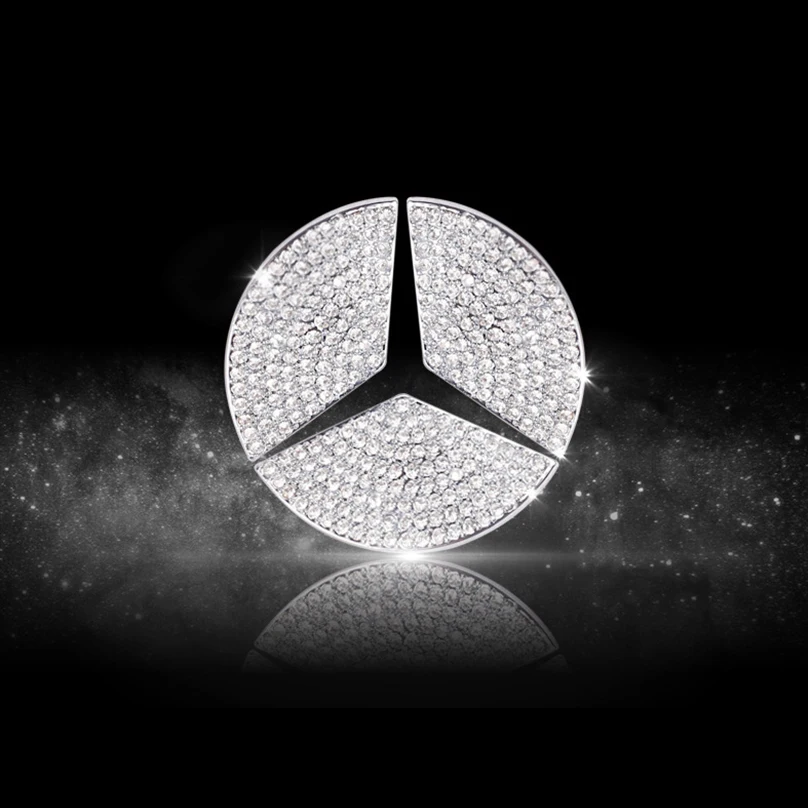 Алмазная наклейка на заднюю эмблему автомобиля Mercedes Benz C E Class C200L GLA GLK GLC260|Наклейки