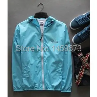 The new 2014 free shipping hooded translucent zipper thin section sport trench coat is prevented bask in clothes men and women|clothes deals|clothes
