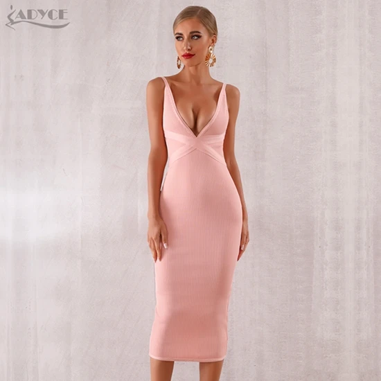 Pink ADYCE летний Для женщин Бандажное платье Vestidos пикантная обувь; цвет розовый; платье на бретельках без рукавов облегающее платье макси клуб знаменитостей вечерние платья - Цвет: Pink