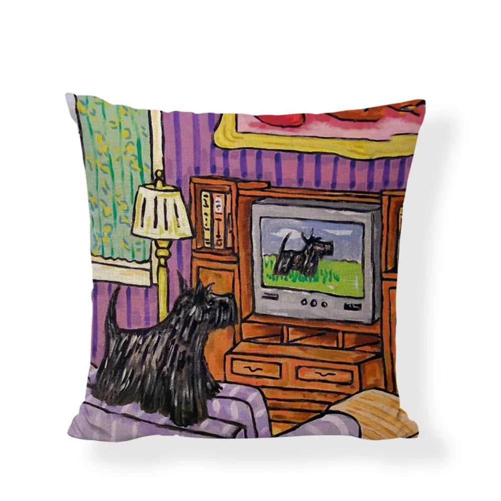 Картина маслом красочная собака наволочка Пудель Бильярд 45*45 см настольная лампа