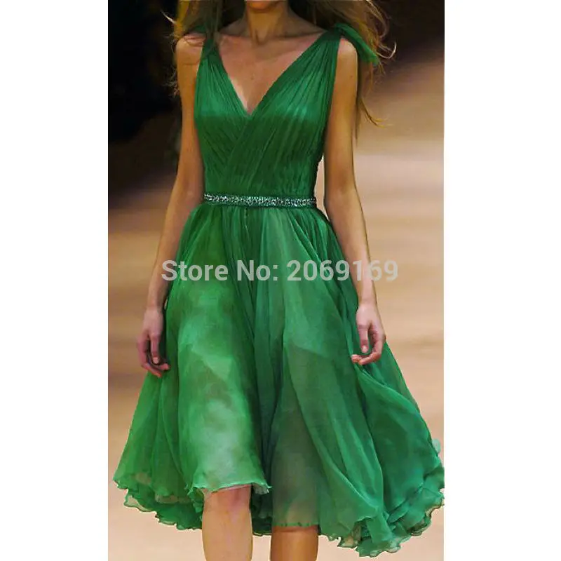 

Light Chiffon Green Graduation Dresses 2020 Beading Waist Knee Length Graduation Gowns Vestidos De Noche Free Shipping