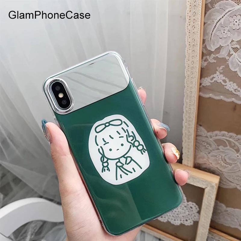 Glam Phone Case Mirror Girl for iPhone XS Max XR X 8plus 8 7plus 7 6S/6 Plus Soft Tpu Back Cover |