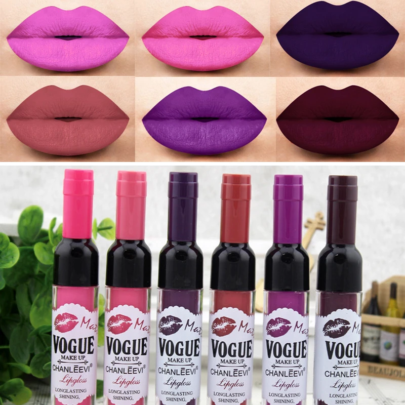 Бутылка для вина матовый блеск губ водонепроницаемый стойкий Увлажняющий жидкое